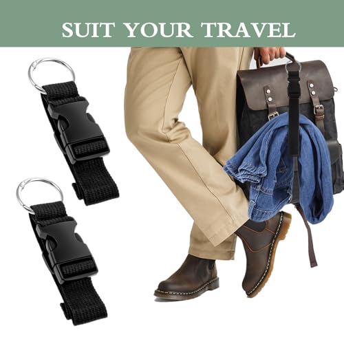 2 PCS Suitcase Strap, Adjustable Luggage Straps to Connect Two Suitcases, Travle Belt with J Hook for Carry on Extra Backpack, Travel Attachment Accessories for Connecting Your Luggage Jacket (Black)