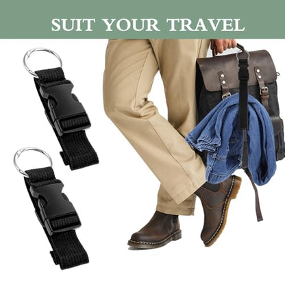 2 PCS Suitcase Strap, Adjustable Luggage Straps to Connect Two Suitcases, Travle Belt with J Hook for Carry on Extra Backpack, Travel Attachment Accessories for Connecting Your Luggage Jacket (Black)