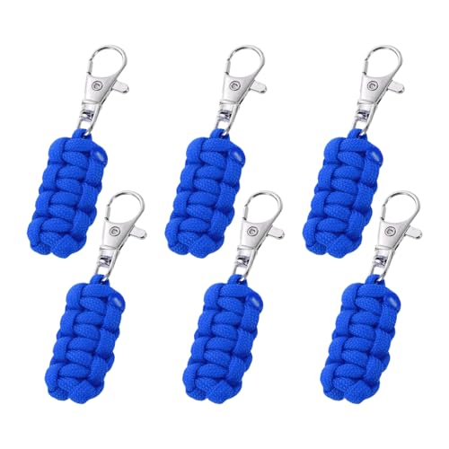 YELARXI Paracord Zipper Pull Polyester Zipper Pulls Replacement Woven Rope with Metal Clasp, 80 mm Length Fit for Backpacks Clothing Luggage Accessories - Cylinder (6 Pack, Dark Blue) - color: Dark Blue