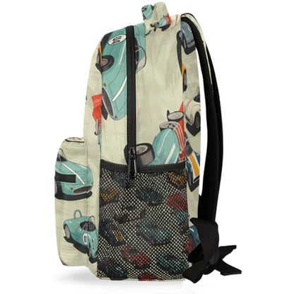 Kids School Backpack Cool Race Cars Pattern Large Bookbag for Elementary Students Boys Girls Lightweight Travel Casual Daypack Water Resistant Outdoor Hiking Sport Rucksack - color: Cool Race Cars Pattern