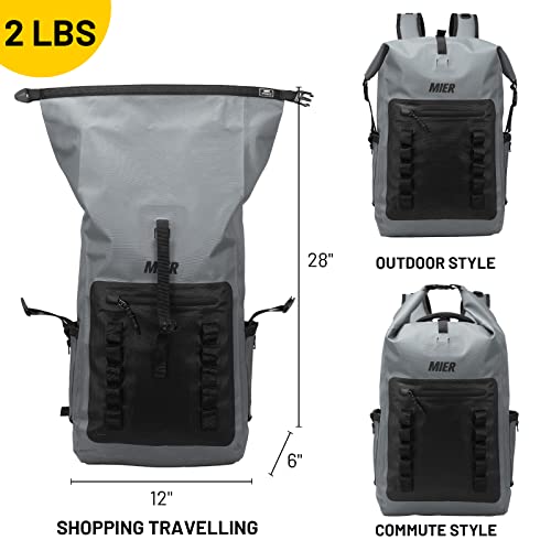 MIER Dry Bag Waterproof Backpack 30L Dry Sack Heavy Duty Roll-Top Closure for Kayaking, Beach, Boating, Swimming, Surfing - color: Dark Gray