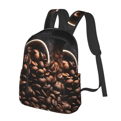 Travel Backpack for Women Men Coffee Beans Daypack 15 inch Lightweight Computer Bag Casual Back Pack - color: Coffee Beans