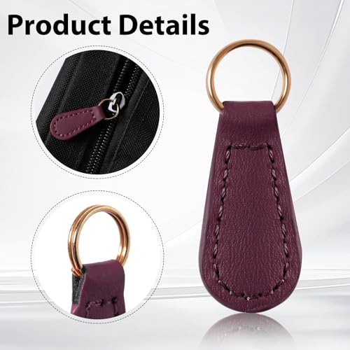 Deoward Zipper Pull Replacement PU Leather Zipper Tag Fixer Pull Repair for Backpacks, Jackets, Luggage, Purses, Suitcases, Handbags (6 PCS) - style: Zipper Pulls (Burgundy)
