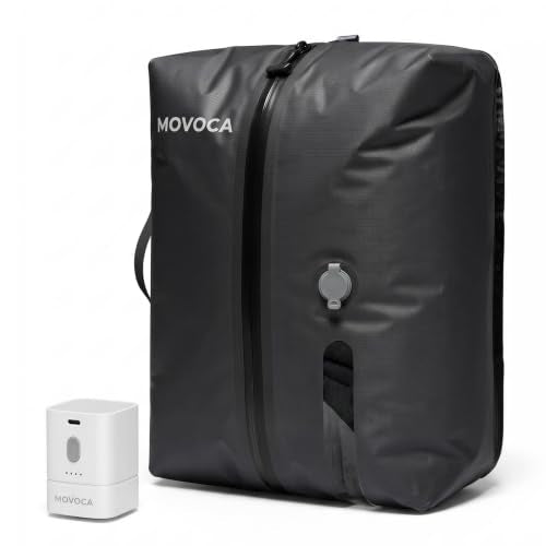 MOVOCA Vacuum Bags for Travel with Pump, 18L Compression Packing Cubes for Carry-On Suitcase & Backpack, Reusable IP67 Waterproof Space Saver Vacuum Seal Bags for Clothing Travel
