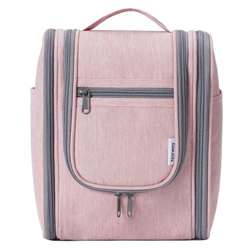 Narwey Small Hanging Toiletry Bag Women Travel Makeup Bag Organizer Toiletries Bag for Travel Size Essentials Accessories Cosmetics (Medium, Pink) - color: AE-Pink, size: Medium