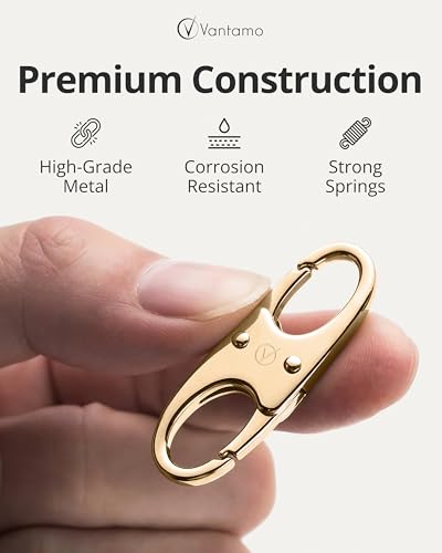 Vantamo Premium 4 Zipper Clips Anti Theft for Backpack, Luggage & Purse, Pull Replacement Zipper Locks, Purse Clip for Travel - color: Champagne Gold