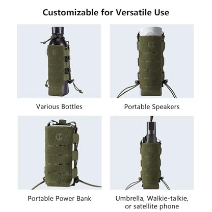 Tactical MOLLE Pouch Water Bottle Holder with Shoulder Strap Modular Bag for Outdoor Hiking Camping Hunting Fishing Airsoft - color: Army Green