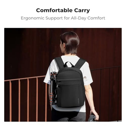 K&F CONCEPT Lightweight Camera Backpack Bag, Professional Photography Bag Compatible with Canon/Nikon/Sony Camera and Lens Accessories, Camera Case with Tripod Strap & Rain Cover - color: 01-Light Black