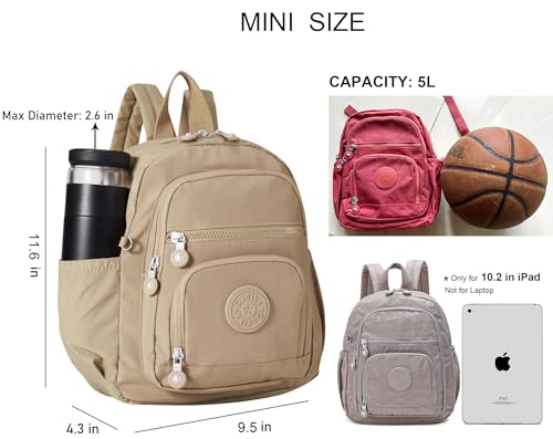Mini Hiking Waterproof Backpack Purse for Women and Men,Travel Backpack 5L - color: Beige