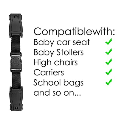 G Ganen Universal Child Chest Harness Clip Anti-Slip Baby Chest Clip Guard Compatible with Seats, Strollers, High Chairs, schoolbags, max. for 1.5 inch Width Harness (Black Set of 1)