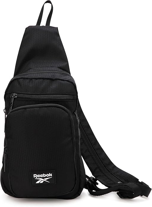 Reebok Unisex Crossbody Bag - Convertible Compact Durable Cross Body Bag for Women and Men - Gym and Travel Essentials, Size One Size, Cosmos Black With White Logo - color: Cosmos Black With White Logo