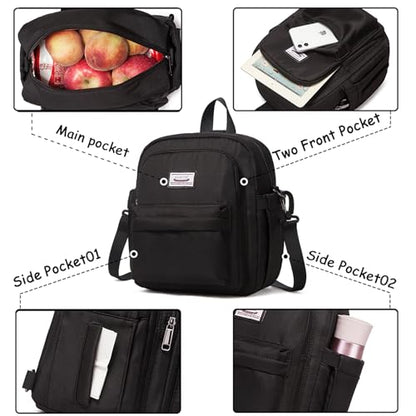 Insulated Lunch Bag Backpack for Women, Small Crossbody Sling Insulated Tote, Convertible Lunch Cooler Box for Work - Black - color: Black-02