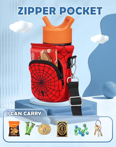 Miss Adola Water Bottle Carrier with Strap - Insulated Kids Water Bottle Holder for Boys Girls Bottle Bag for 10-18Oz - color: Red Eyes