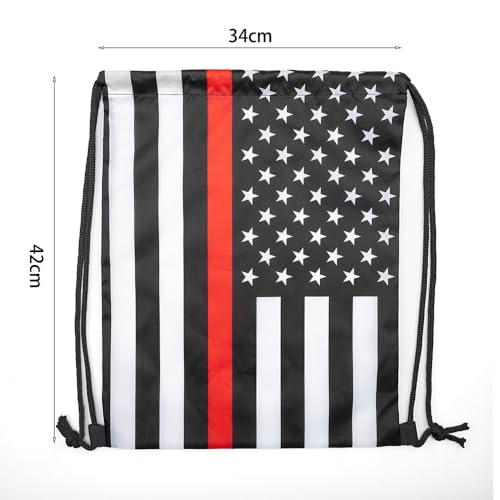 Thin Red Line American Flag Drawstring Backpack, Lightweight Cinch String Sports Sackpack for Men & Women,pack of 2 - color: Americanflag-red Stripe
