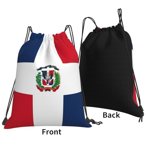 Dominican Republic Flag Drawstring Bag Sport Gym Backpack Beach Travel Sack Draw String Yoga Bag For Men Women - color: Dominican Republic Flag