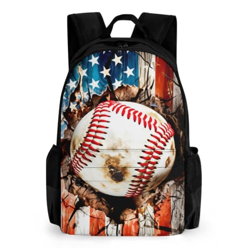 Baseball Backpack, Durable Polyester Daypack with Laptop Compartment, Reinforced Bottom, Adjustable Shoulder Straps And Multi Pockets for Travel And Daily Use - color: Baseball
