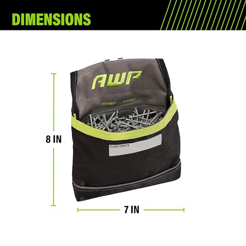 AWP TrapJaw Clip-on Fastener Tool Pouch, Small Utility Bag with Spring-Loaded Closure, Durable Tactical Tool Holder for Nails, Screws, and Electrical Accessories, 1L-039-2 - size: 7" W x 7.75" L