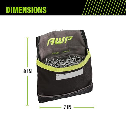 AWP TrapJaw Clip-on Fastener Tool Pouch, Small Utility Bag with Spring-Loaded Closure, Durable Tactical Tool Holder for Nails, Screws, and Electrical Accessories, 1L-039-2 - size: 7" W x 7.75" L