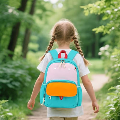 BTOOP Kids Backpack for Boys Girls 3-6, Preschool Kindergarten Backpack with Insulated Lunch Compartment & Chest Strap, Cute Lightweight School Travel Bag Fits A4 Folder - color: Pink-blue, size: Age 3-6 (14.5" H Fit Folder)