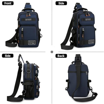 O-TBOST Crossbody Sling Backpack Sling Bag for Men Travel Hiking Chest Bag Daypack (Blue) - color: Blue