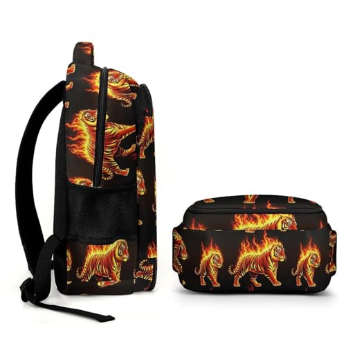 Water Resistant Laptop Backpack Fire Flame Tiger, Business Anti Theft Computer Bag with Water Bottle Pockets for College Men Women - color: Pattern (338)