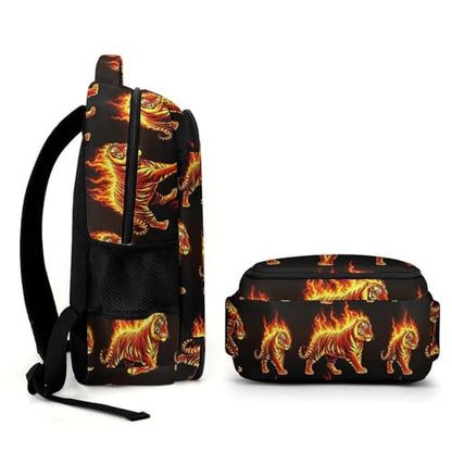 Water Resistant Laptop Backpack Fire Flame Tiger, Business Anti Theft Computer Bag with Water Bottle Pockets for College Men Women - color: Pattern (338)