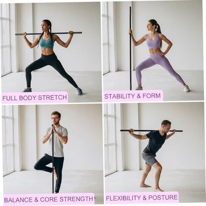 Yoga Stick, Sturdy Steel Stretching Stick with Non-Slip Ends & Foam Handles for Mobility, Flexibility & Balance | Exercise Pole for Fitness, Posture Correction Yoga, Exercise, Stretchi