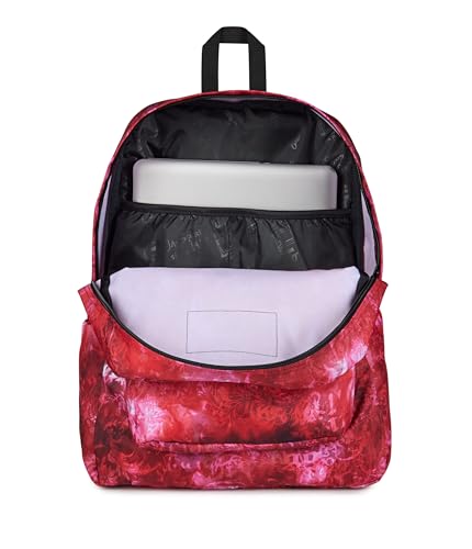 JanSport SuperBreak Plus Backpack with Padded 15-inch Laptop Sleeve and Integrated Bottle Pocket - Spacious and Durable Daypack for Work and Travel, Afflicted Dyed Red/White/Black - color: Afflicted Dyed Red/White/Black