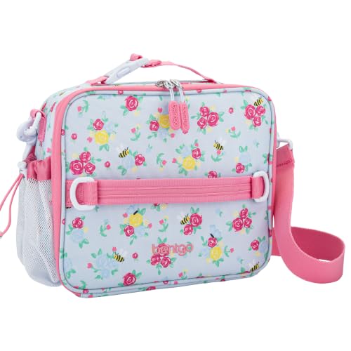 Bentgo Kids Prints Lunch Bag - Double-Insulated, Reusable, for Kids 3+, Adjustable Strap; Holds Lunch Box/Water Bottle/Snacks; Easy-Clean, Water-Resistant, Pockets (NEW Blooming Floral) - color: Blooming Floral