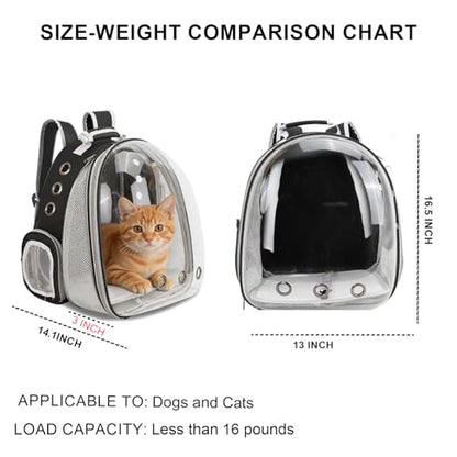 Cat Backpack Carrier, Front Expandable Expandable Bubble Pet Backpack, Ventilated Transparent Capsule Dog Backpack for Small Cats Dogs Birds Bunny, Airline Approved - color: FrontExpand-BK