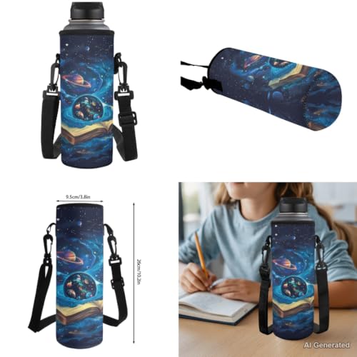 Book Galaxy Backpack for Boys Kids Backpack with Lunch Box Water Bottle Carrier and Pencil Case 4PCS Set Elementary School Backpacks for Boys Bookbag with Handle 17 Inch Schoolbag - color: Book Galaxy