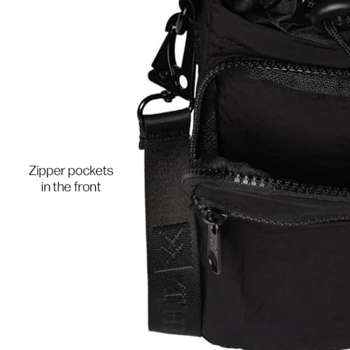 Thread Wallets Water Bottle Sling Crossbody Bag – Small Cross Body Sling with Pockets for Water Bottle, Cash, Phone & Keys - color: Black