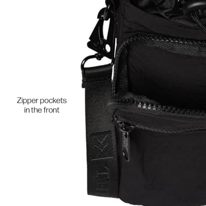 Thread Wallets Water Bottle Sling Crossbody Bag – Small Cross Body Sling with Pockets for Water Bottle, Cash, Phone & Keys - color: Black