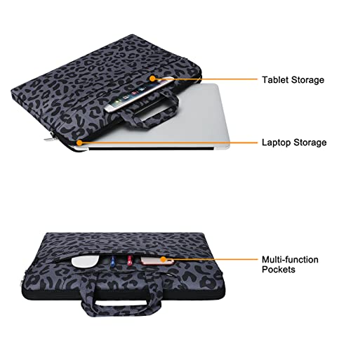 MOSISO Laptop Shoulder Bag, 15.6 inch Computer Bags Compatible with MacBook Air 15 inch M4 M3 M2/Pro 16 M4 M3 M2 M1 2025-2019, 15-15.6 inch Notebook, Leopard Grain Briefcase Sleeve with Belt - size: 16 inch