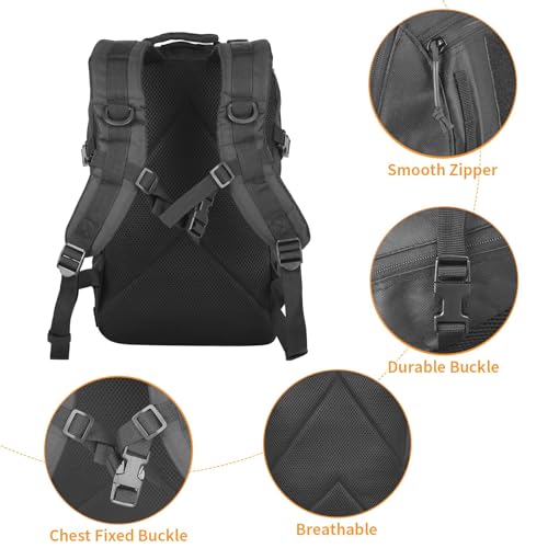 Small Tactical Backpack 12L Molle Bag Rucksack Army Daypack Military Daypack for Outdoor,Hiking (Black) - color: Black