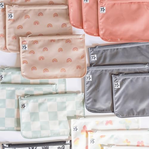 Tiny Twinkle Diaper Bag Organizing Pouches|3 Pack Mess-Proof Clear Front Travel Organizer Bags&TSA Approved Toiletry Bag Set for Baby and Mom Essentials - color: Black Checkers