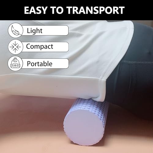 EVA Massage Roller, Recovery Foam Roller, Medium Density Light Blue Trigger Point Massage Roller for Deep Tissue Excercise, Physical Therapy, Muscle Restoration, 12" X 4" Round - color: Blue