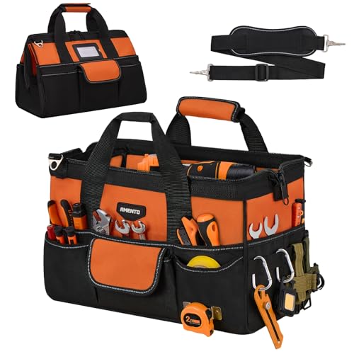 16-Inch Heavy Duty Tool Bag, 22 Pockets Empty Tool Box Organizer Storage, Soft Tote Toolbox Organization Portable Handle Carrying Work Toolbag for Electrician Mechanic, Dad Men Gifts, Orange - color: Orange, size: 16 Inch