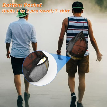 Cosmos Basketball Bag Basketball Backpack - Soccer Football Single Ball Storage Mesh Back Sack Crossbody Sling Sackpack for Volleyball Rugby Equipment, Sport Bag Organizer for Gym Pool Beach Travel