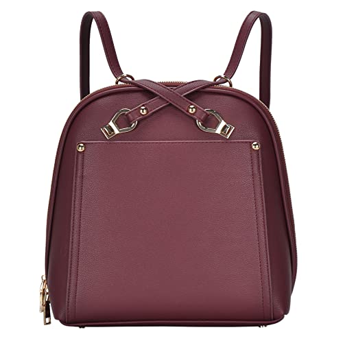 MMS Brands Miztique Daisy Convertible Backpack Purse for Women | Vegan Leather Shoulder Strap Bag or Convertible Backpack | (Berry) - color: Berry