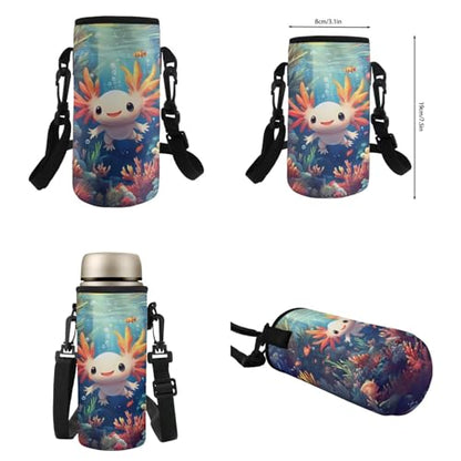 Flashideas Cute Axolotl Backpack for Girls Boys Backpack with Lunch Box Insulated Water Bottle and Water Bottle Sleeve 4Pcs Set 17" Bookbag with Compartments Lightweight School Bag for Kids Elementary - color: Axolotl-5