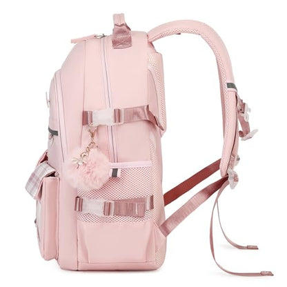 Backpack for Girls, 15.6 Inch Laptop School Bag Kids Kindergarten Elementary College Backpacks Large Bookbags for Teen Girl Women Students Casual Travel Daypacks (Pink) - color: Pink