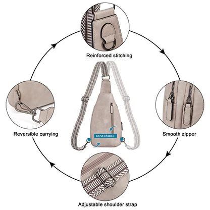 CLUCI Crossbody Bags for Women Men,Leather Sling Bag Cross Body Backpack for Woman Gifts for Women Birthday Unique - color: 0-3 Grey