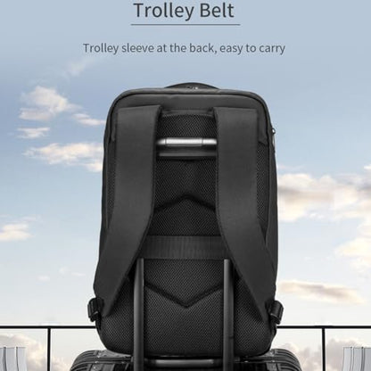 Kingsons Travel Backpack for Men, 19L Black Business Backpack with 15.6 Inch Laptop Compartment, Waterproof Polyester College Bookbag, Luggage Sleeve for Travel & Work - color: Ks24001-1