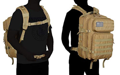 QT&QY 45L Military Tactical Backpacks Molle Army Assault Pack 3 Day Bug Out Bag Hiking Treeking Rucksack… - color: 1.2 Khaki