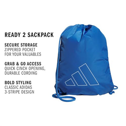 adidas Ready Sackpack – Drawstring Backpack Gym Bag, 13L - color: Ray Blue/Crystal Sky Blue