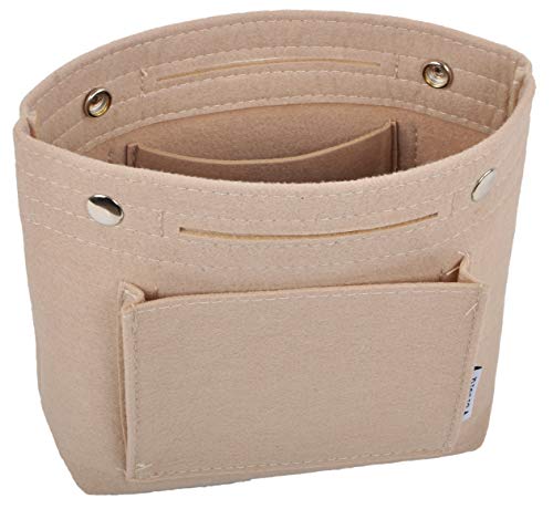 Vercord Mini Slim Small Felt Purse Organizer Insert Inside Handbag Tote Pocketbook for Women Beige - color: A-beige mini