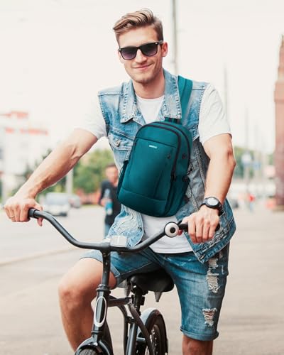 ECOHUB Anti-Theft Crossbody Bag Men Women, RFID Blocking Lightweight Sling Backpack Eco-Friendly with 9 Pockets Sturdy SBS Zippers Water Resistant for Travel Work Hiking Outdoor, Turquoise - color: Turquoise