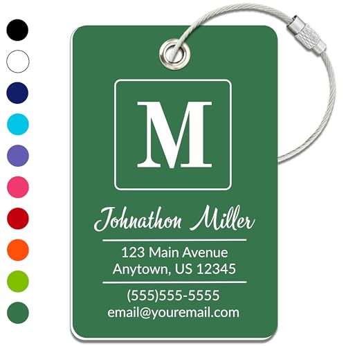 Personalized Luggage Tag | Custom Luggage Tags for Suitcases | Kids Backpack Tag | 10 Color Options & Choose Font, Font Color - color: Green, size: 1 pack - Large