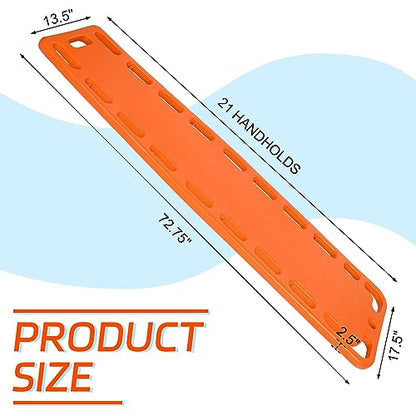 Jenaai 72.83 x 17.72 x 2.5 Inch Spine Board Stretcher with Backboard Straps, Backboard Immobilization Portable Spine Stretcher Plastics Lightweight Base Board (Orange) - color: Orange